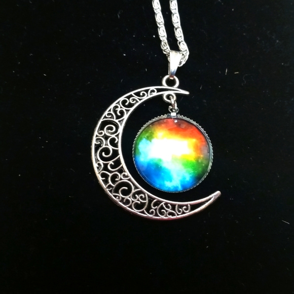 Galaxy Moon Necklace - Picture 2 of 2